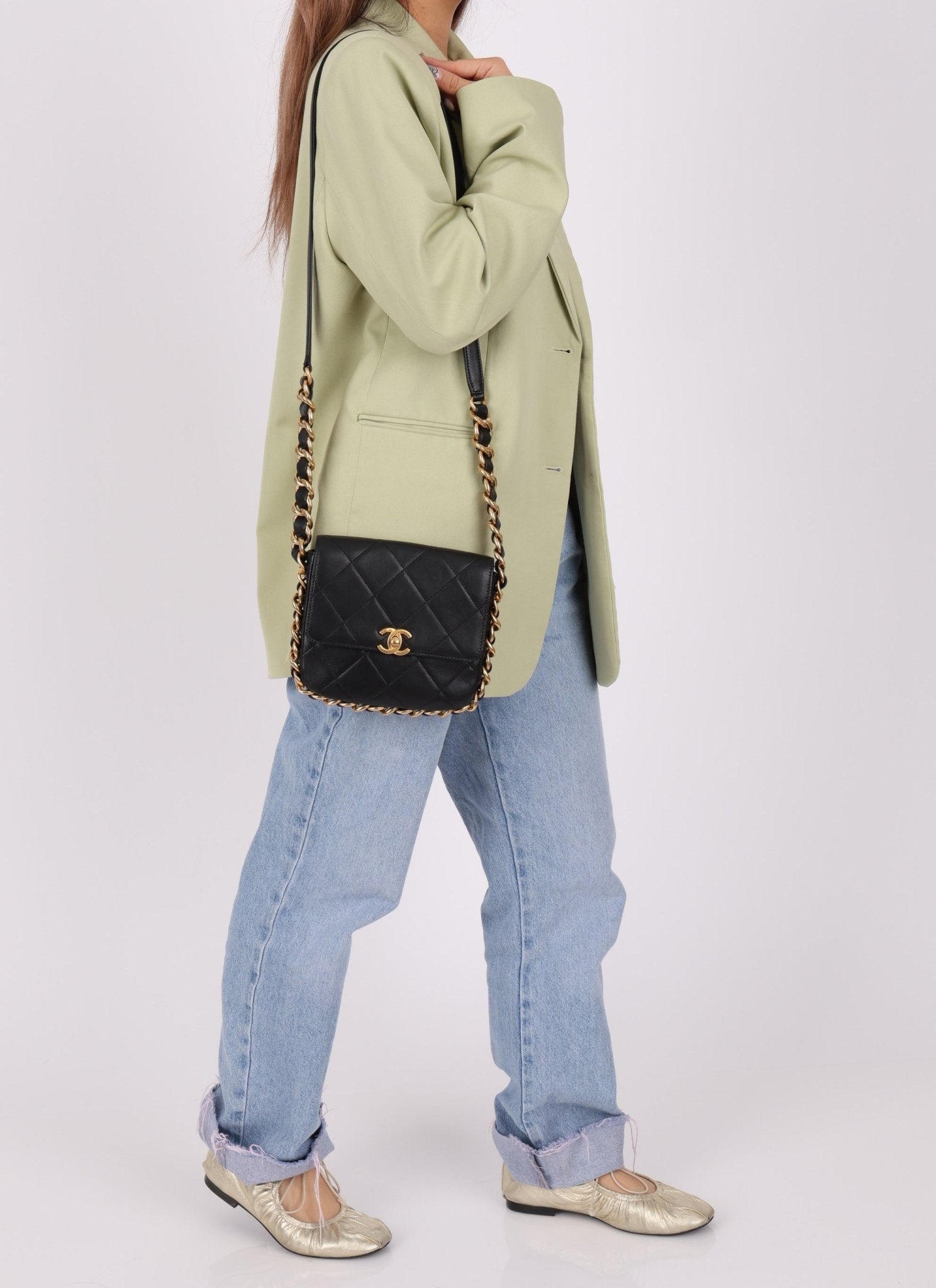 Chanel 2021 Calfskin Chain Around Square Crossbody - FashioNica