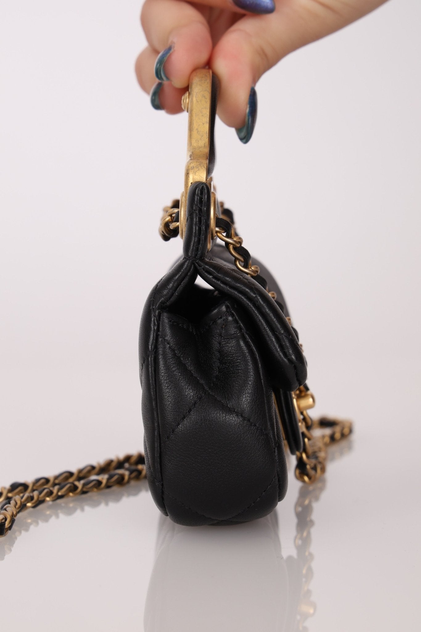 Chanel 2021 Calfskin Turnlock Mini Top Handle Flap - FashioNica
