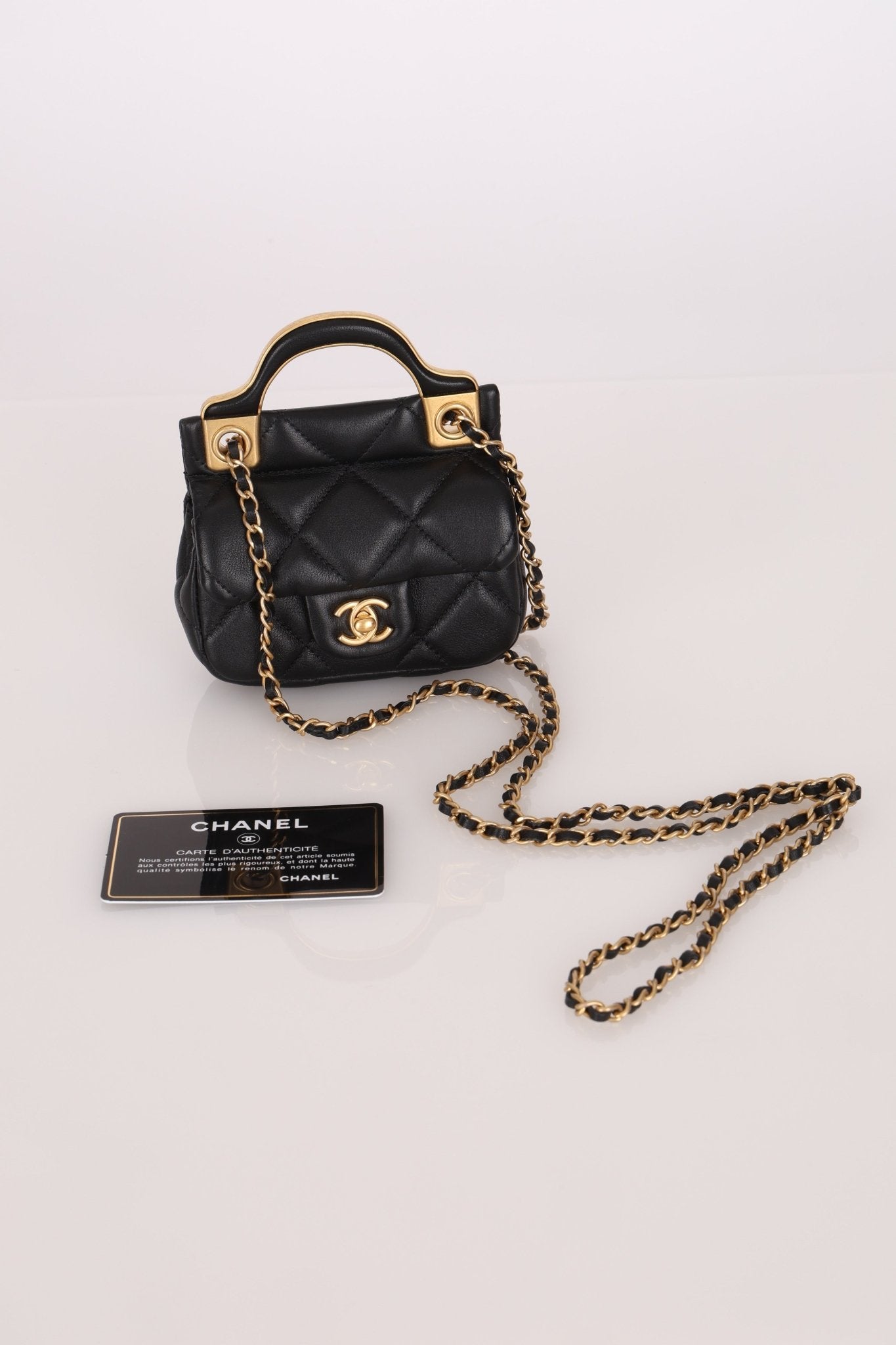 Chanel 2021 Calfskin Turnlock Mini Top Handle Flap - FashioNica