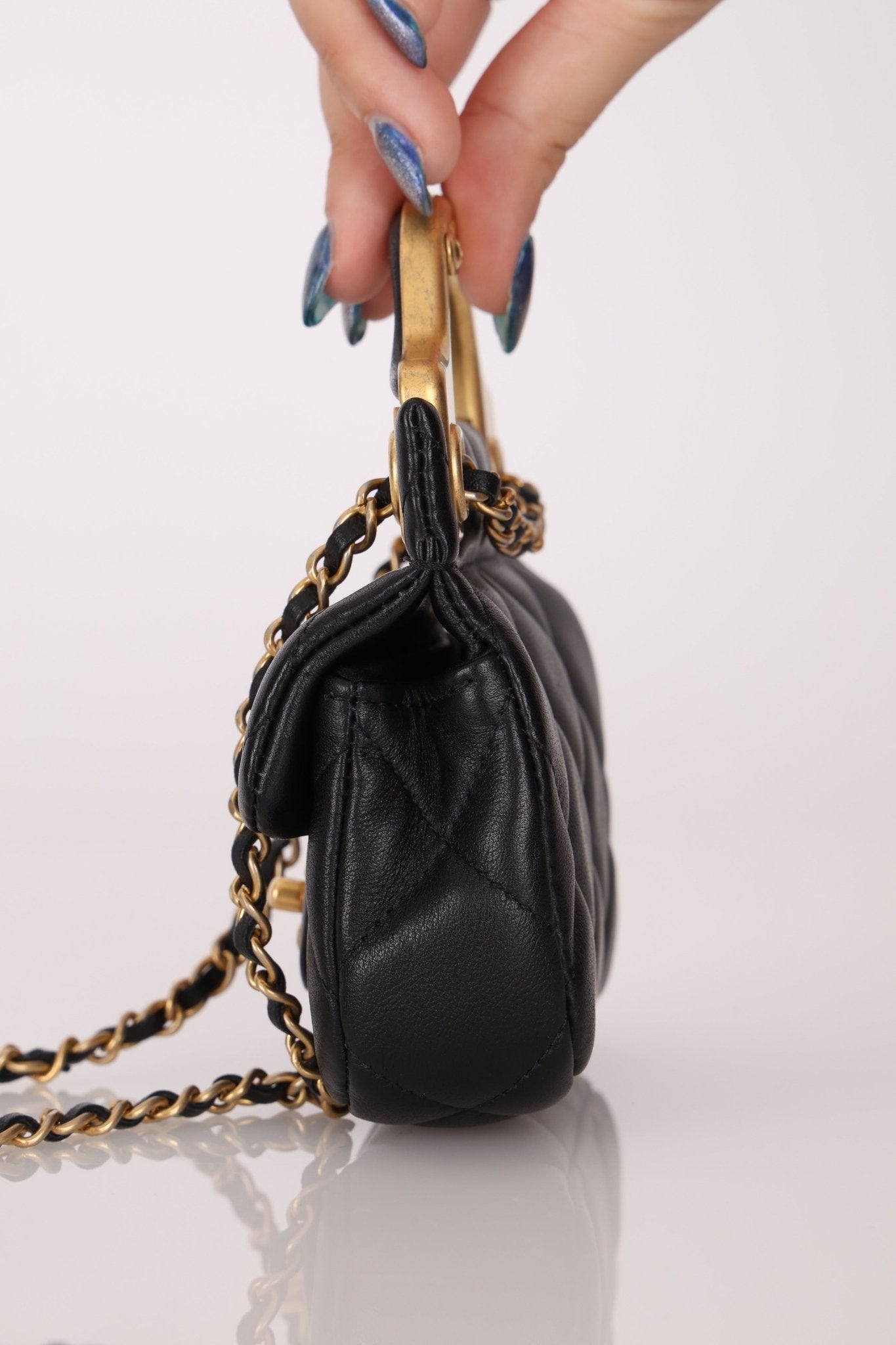 Chanel 2021 Calfskin Turnlock Mini Top Handle Flap - FashioNica