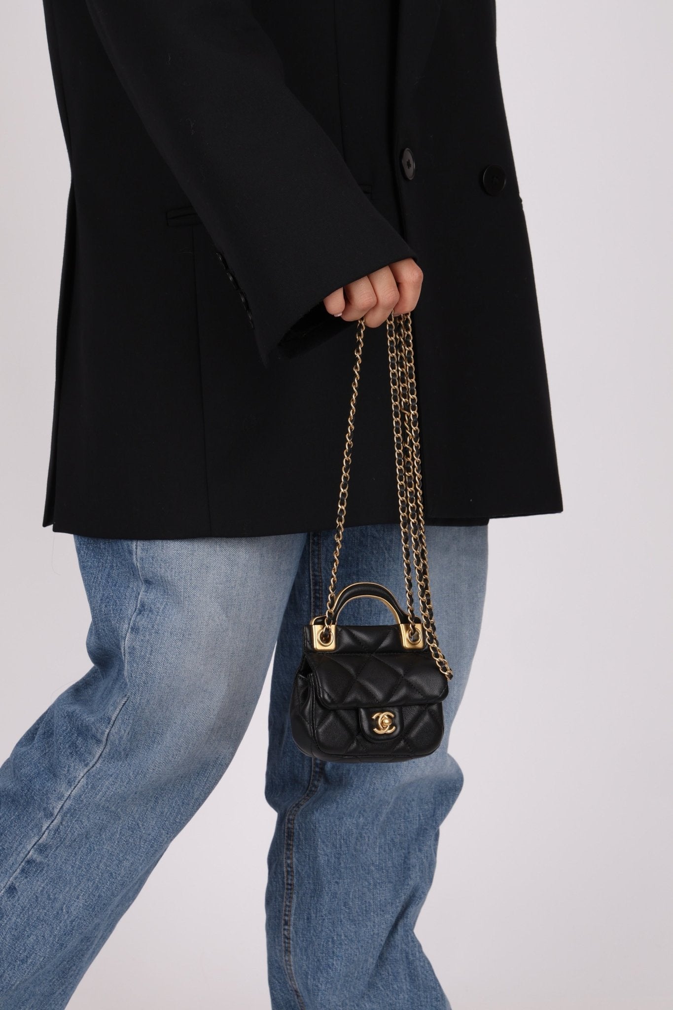 Chanel 2021 Calfskin Turnlock Mini Top Handle Flap - FashioNica
