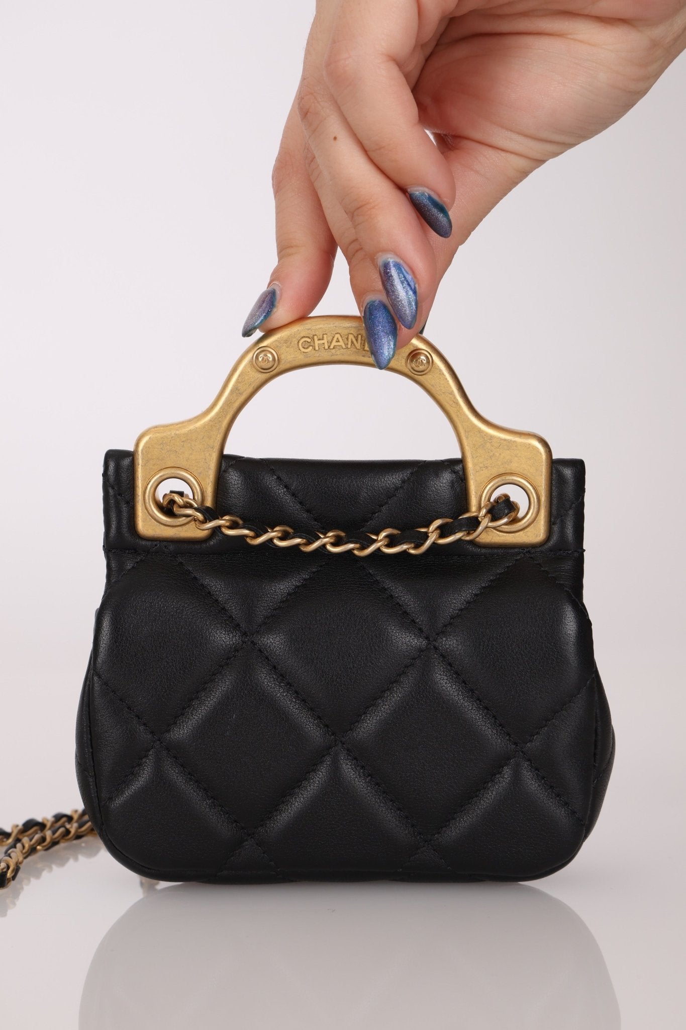 Chanel 2021 Calfskin Turnlock Mini Top Handle Flap - FashioNica