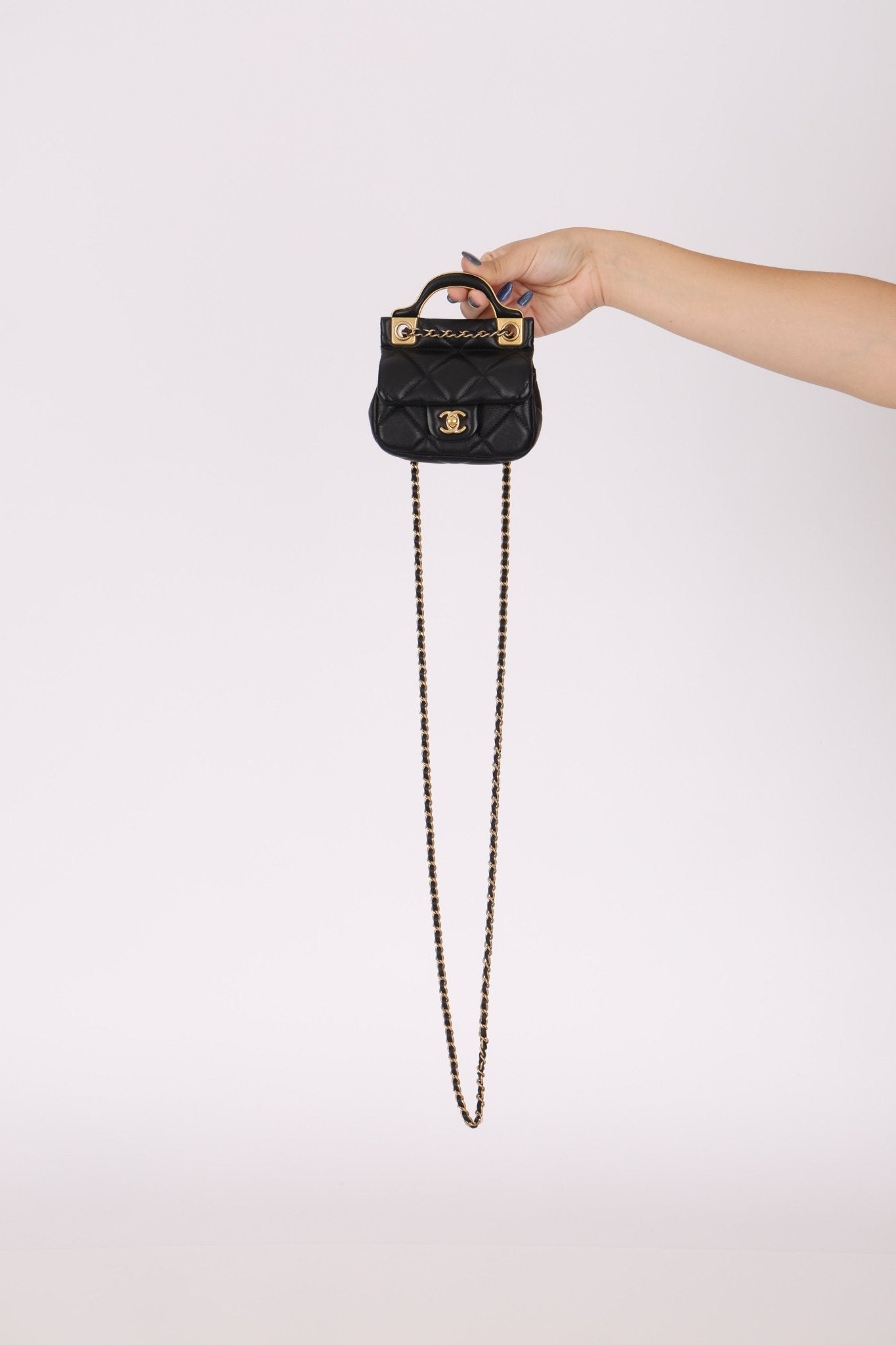 Chanel 2021 Calfskin Turnlock Mini Top Handle Flap - FashioNica