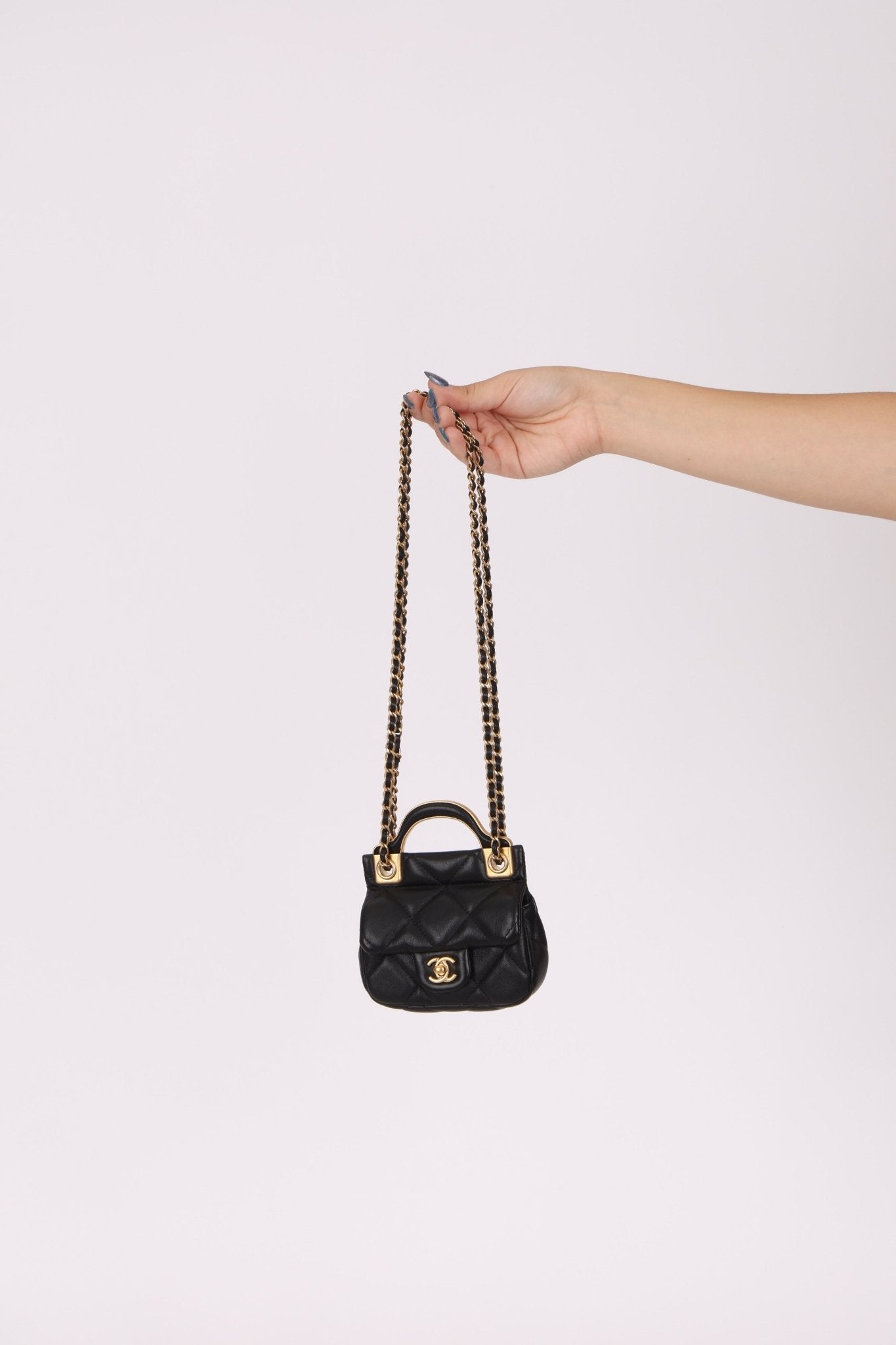 Chanel 2021 Calfskin Turnlock Mini Top Handle Flap - FashioNica