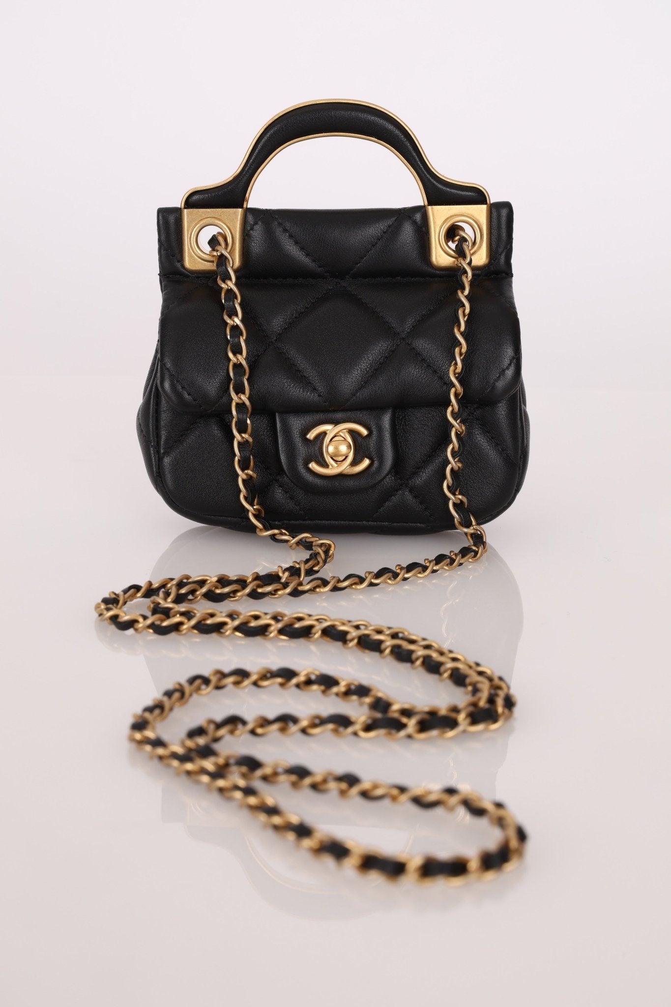 Chanel 2021 Calfskin Turnlock Mini Top Handle Flap - FashioNica