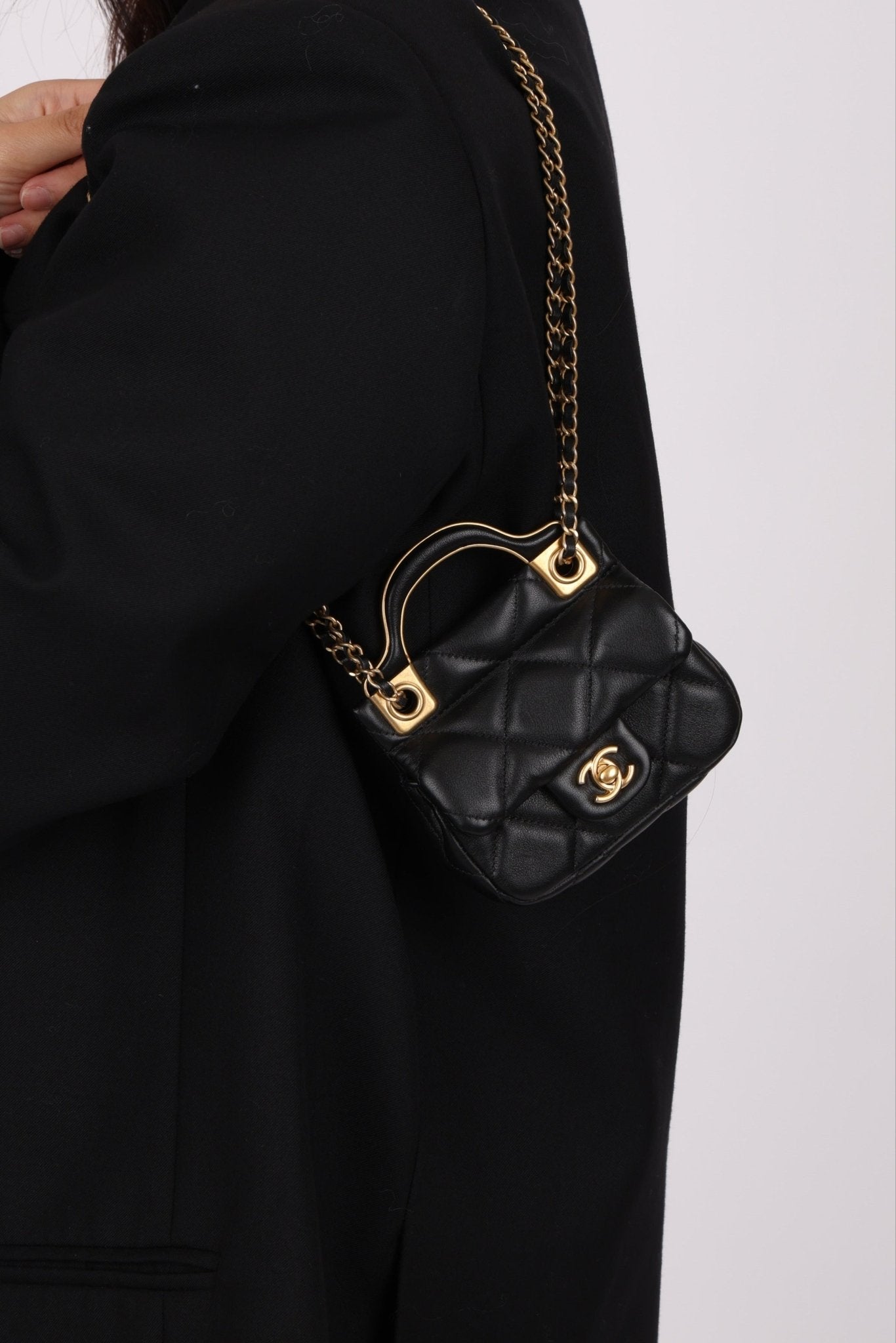 Chanel 2021 Calfskin Turnlock Mini Top Handle Flap - FashioNica