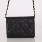 Chanel 2021 Caviar Classic Flap Charms Cardholder on Chain - FashioNica