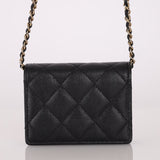 Chanel 2021 Caviar Classic Flap Charms Cardholder on Chain - FashioNica