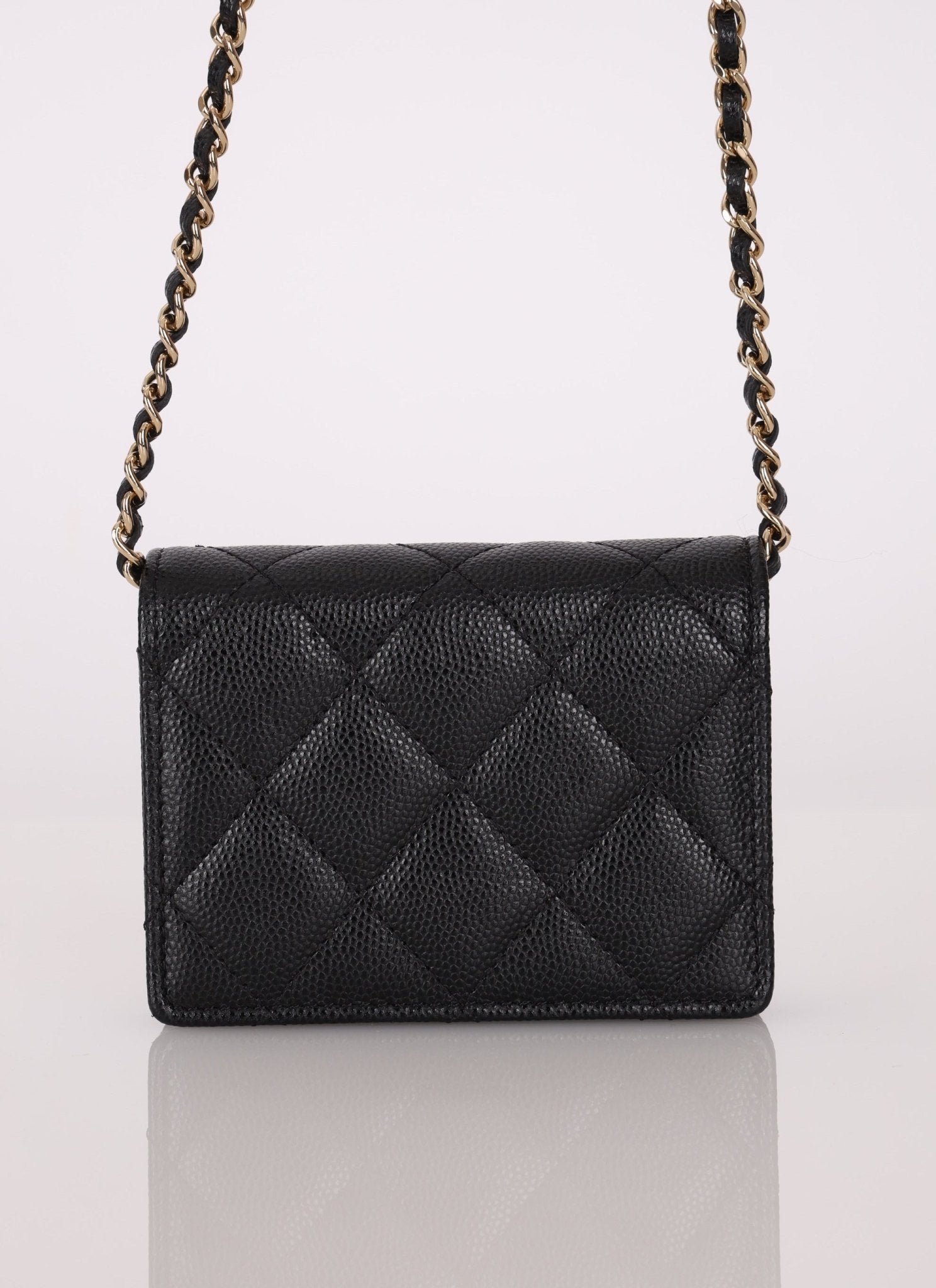 Chanel 2021 Caviar Classic Flap Charms Cardholder on Chain - FashioNica