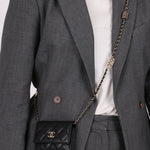 Chanel 2021 Caviar Classic Flap Charms Cardholder on Chain - FashioNica
