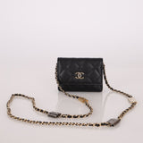 Chanel 2021 Caviar Classic Flap Charms Cardholder on Chain - FashioNica
