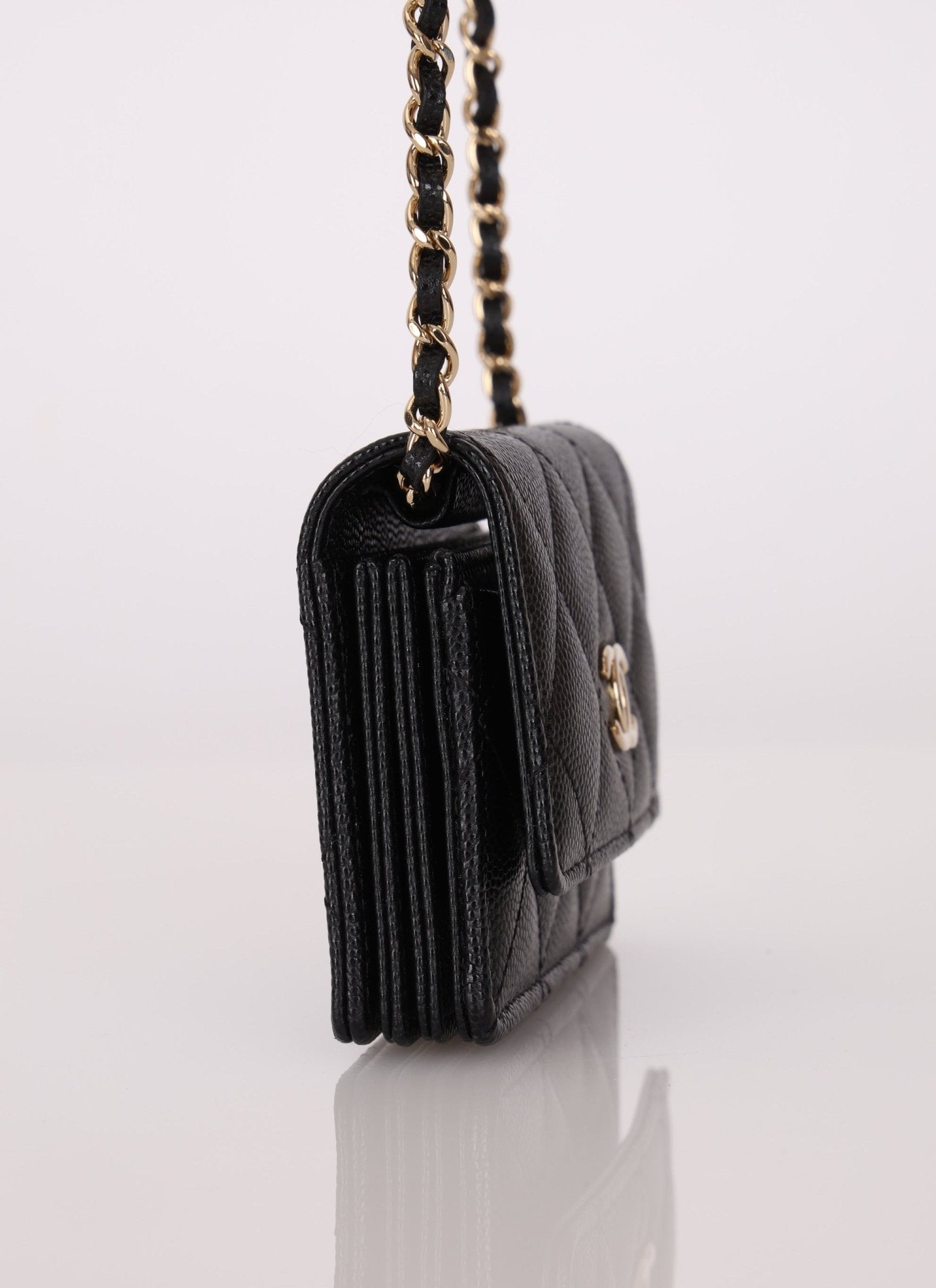 Chanel 2021 Caviar Classic Flap Charms Cardholder on Chain - FashioNica