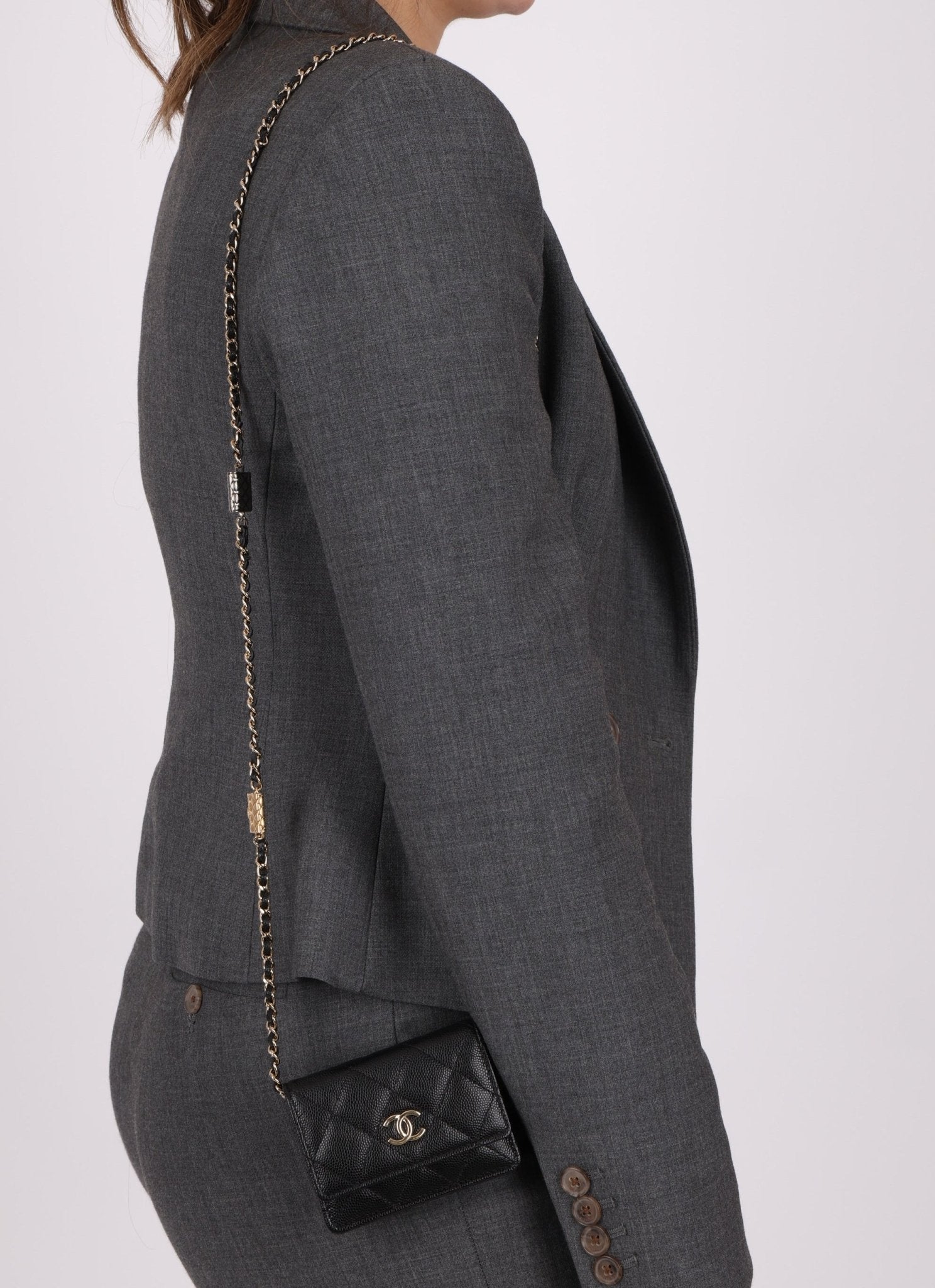 Chanel 2021 Caviar Classic Flap Charms Cardholder on Chain - FashioNica