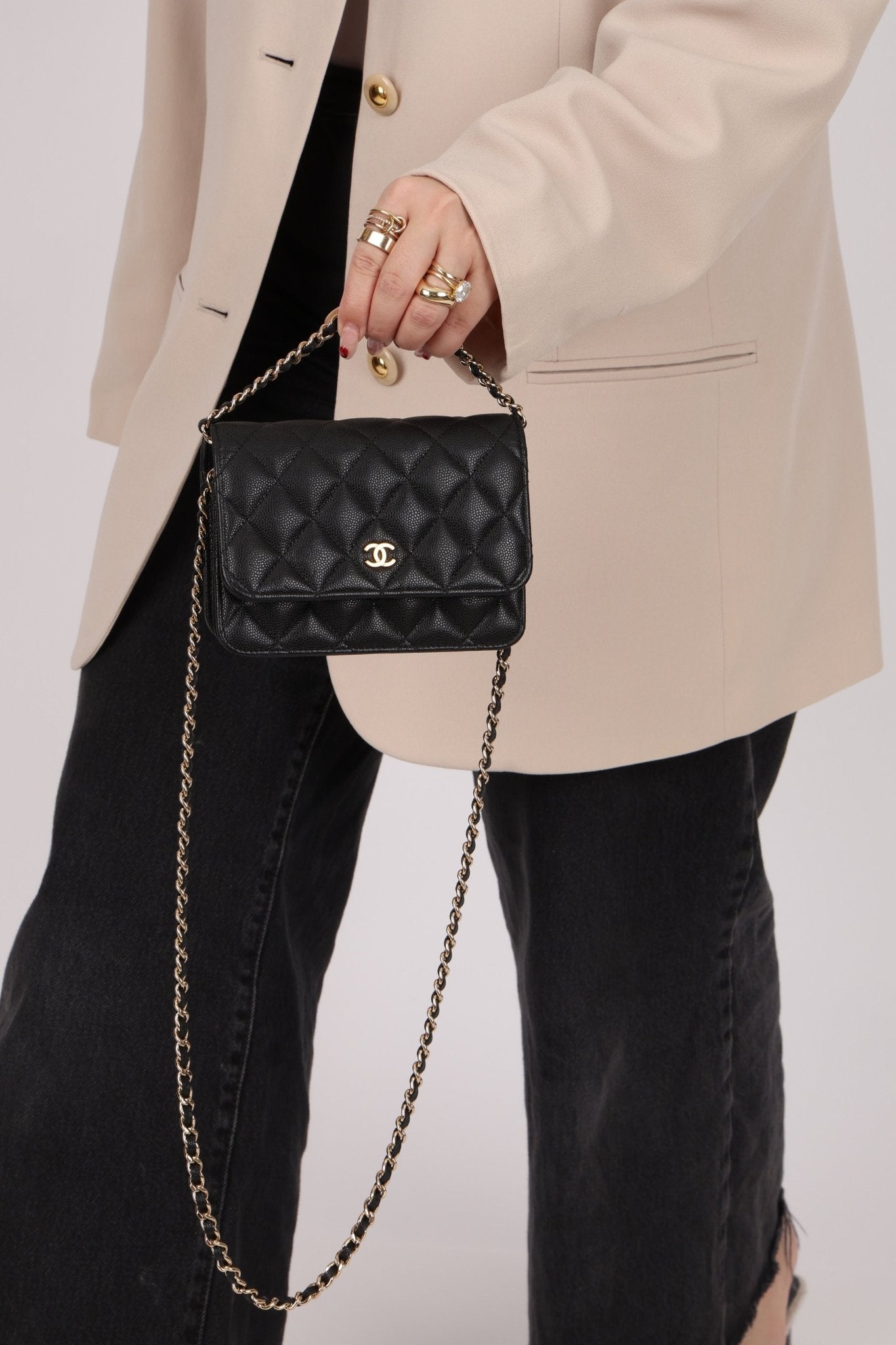 Chanel 2021 Caviar Mini Wallet on Chain - FashioNica