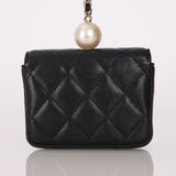 Chanel 2021 Caviar Pearl Cardholder with Chain - FashioNica