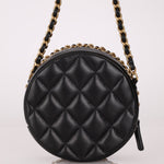 Chanel 2021 Chain Around Round Quilted Lambskin Clutch with Chain - FashioNica