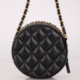Chanel 2021 Chain Around Round Quilted Lambskin Clutch with Chain - FashioNica