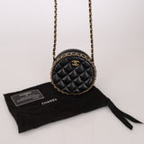 Chanel 2021 Chain Around Round Quilted Lambskin Clutch with Chain - FashioNica