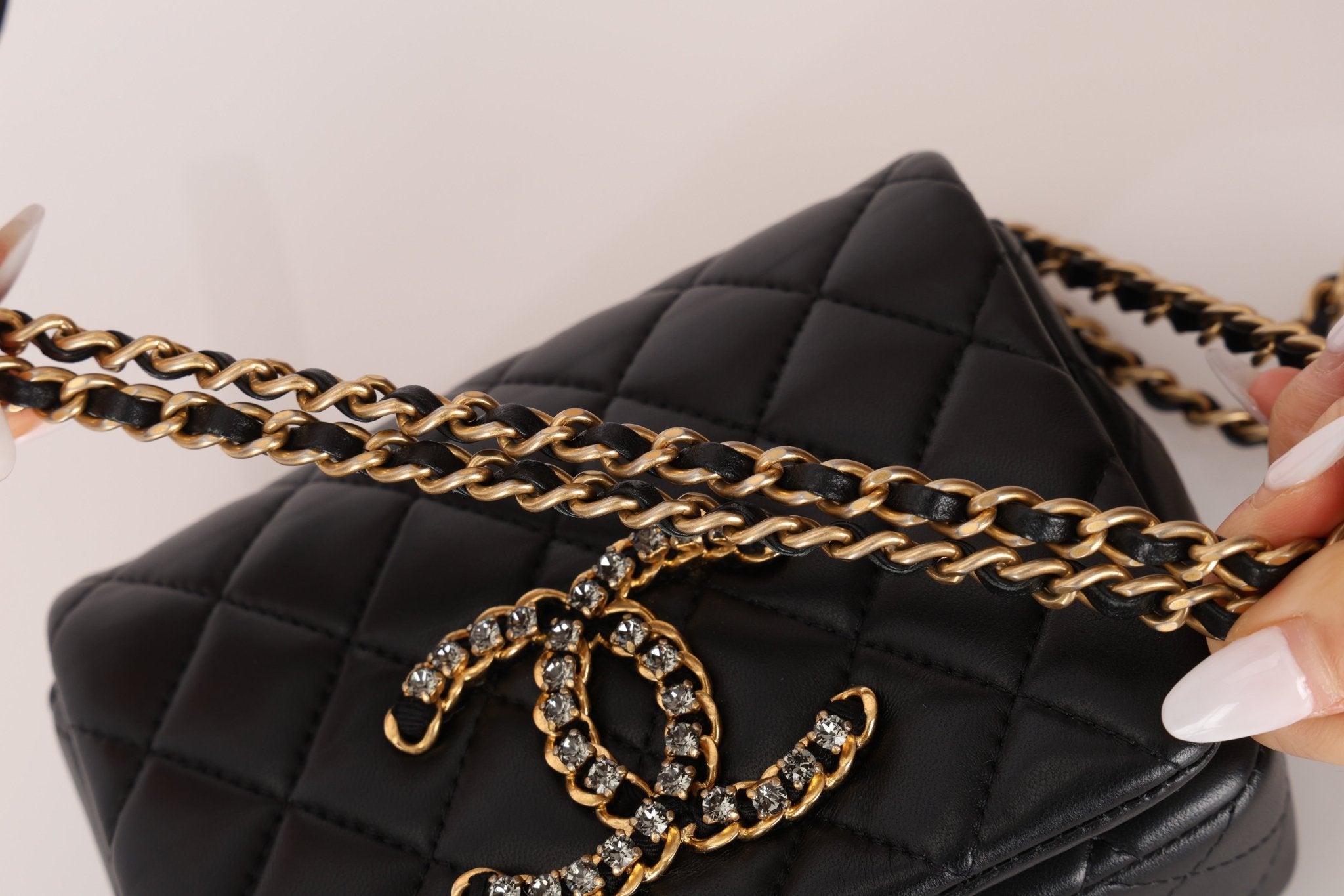 Chanel 2021 Crystal CC Full Flap Bag Quilted Lambskin Mini - FashioNica