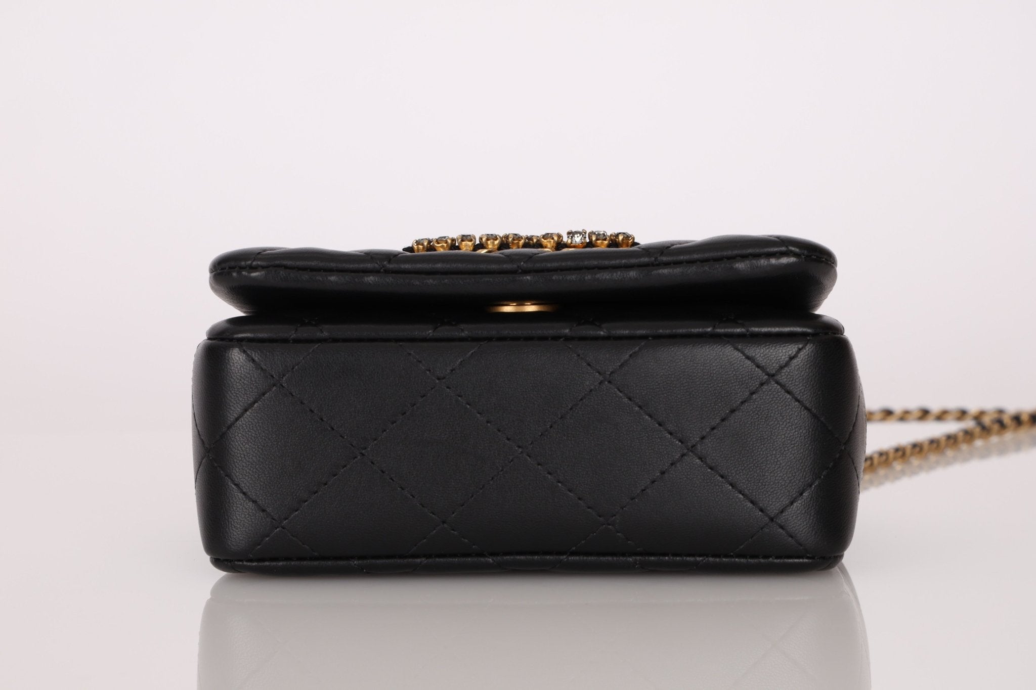 Chanel 2021 Crystal CC Full Flap Bag Quilted Lambskin Mini - FashioNica