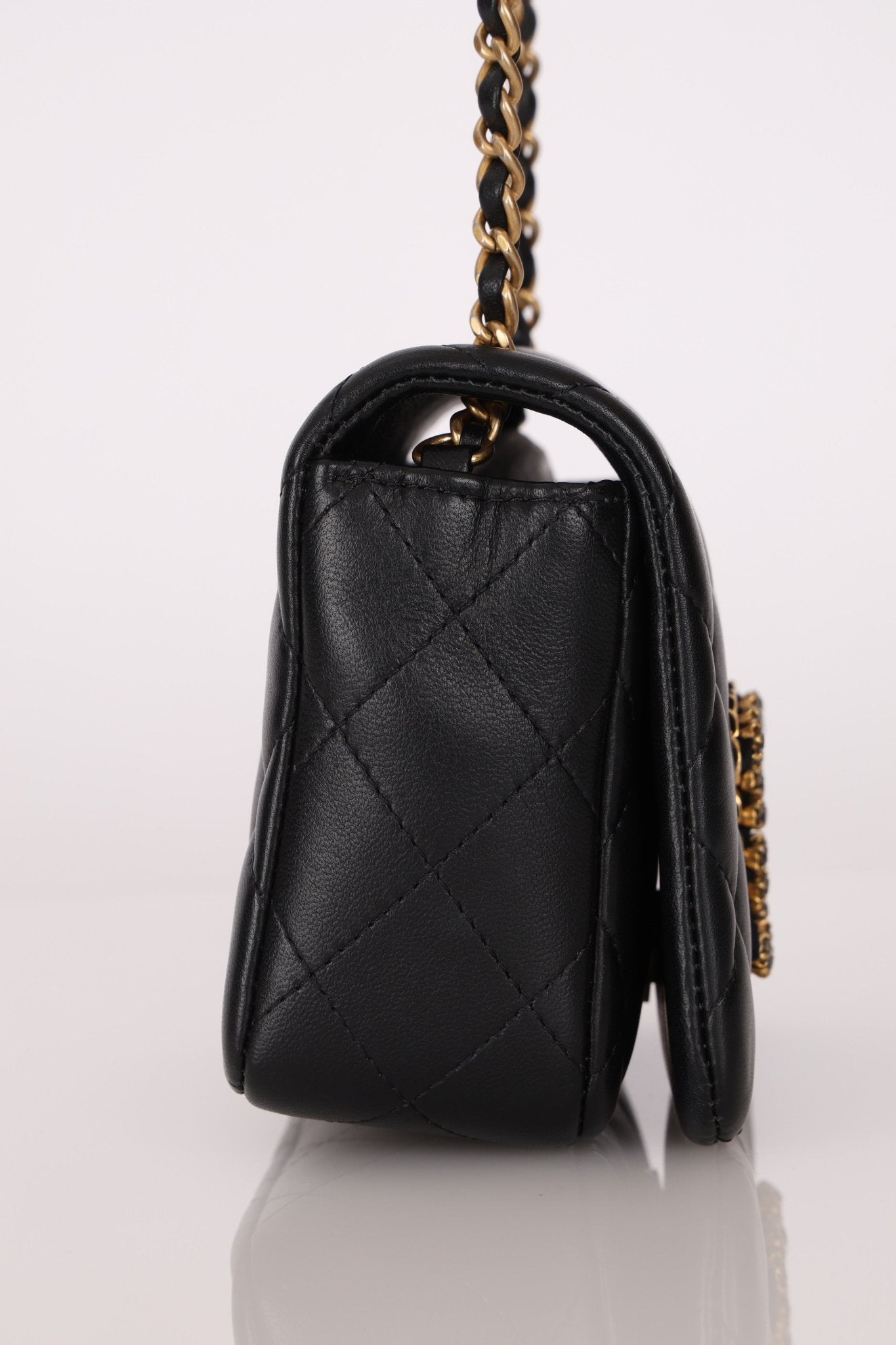 Chanel 2021 Crystal CC Full Flap Bag Quilted Lambskin Mini - FashioNica