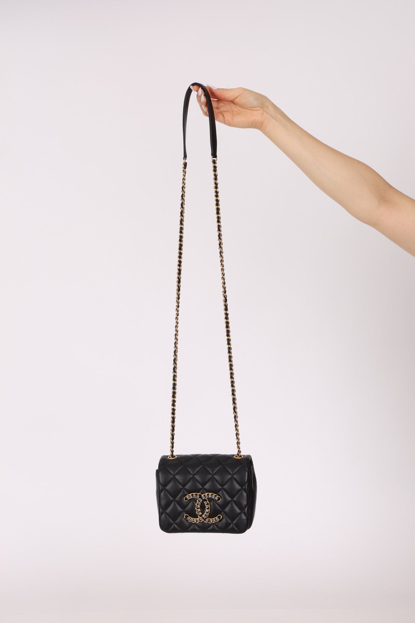 Chanel 2021 Crystal CC Full Flap Bag Quilted Lambskin Mini - FashioNica