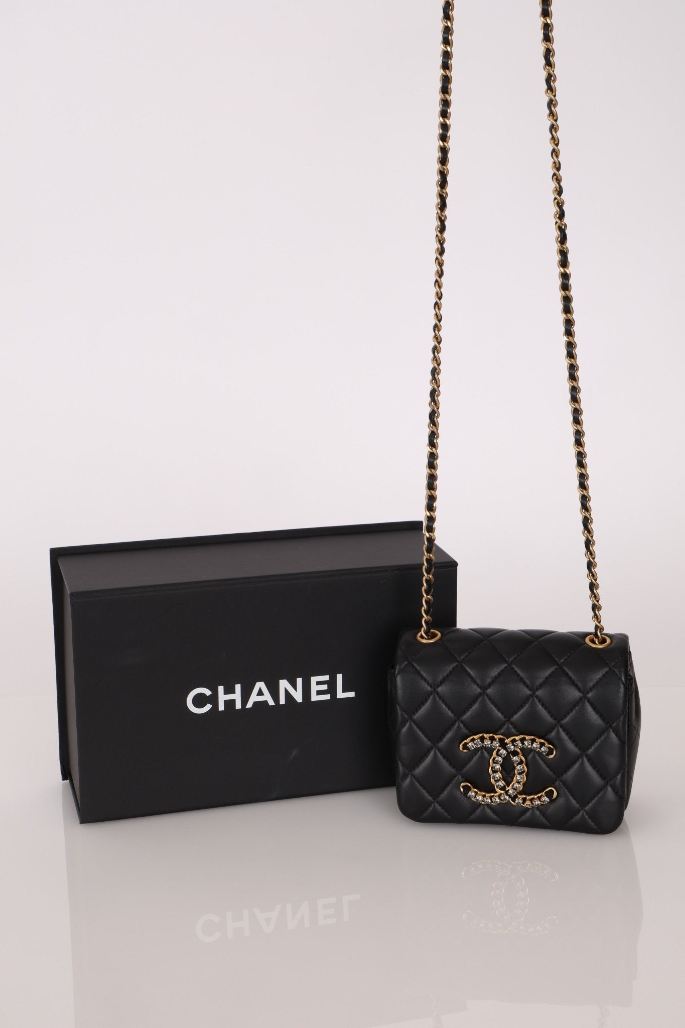 Chanel 2021 Crystal CC Full Flap Bag Quilted Lambskin Mini - FashioNica