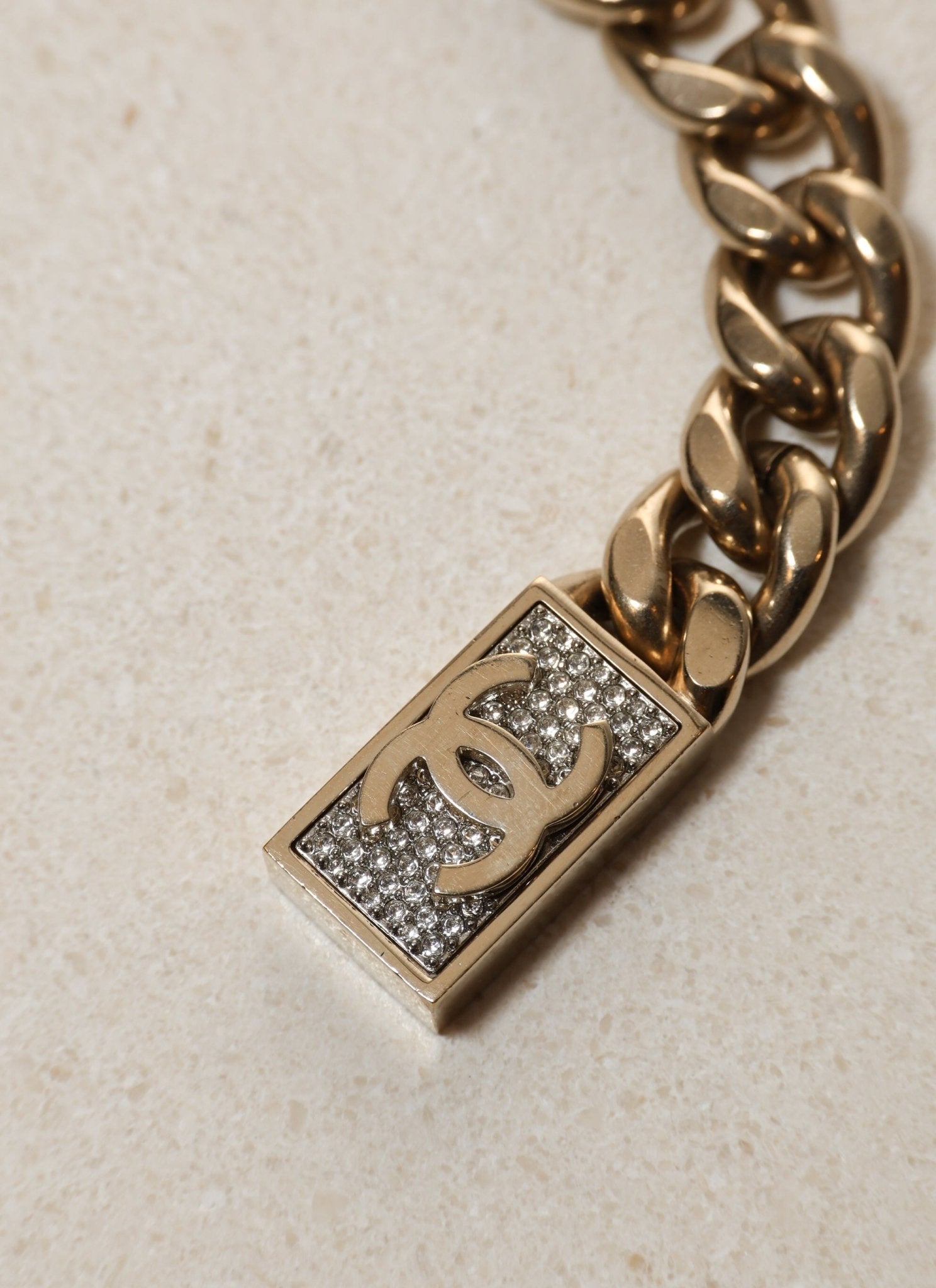 Chanel 2021 Crystal Curb Chain Necklace - FashioNica