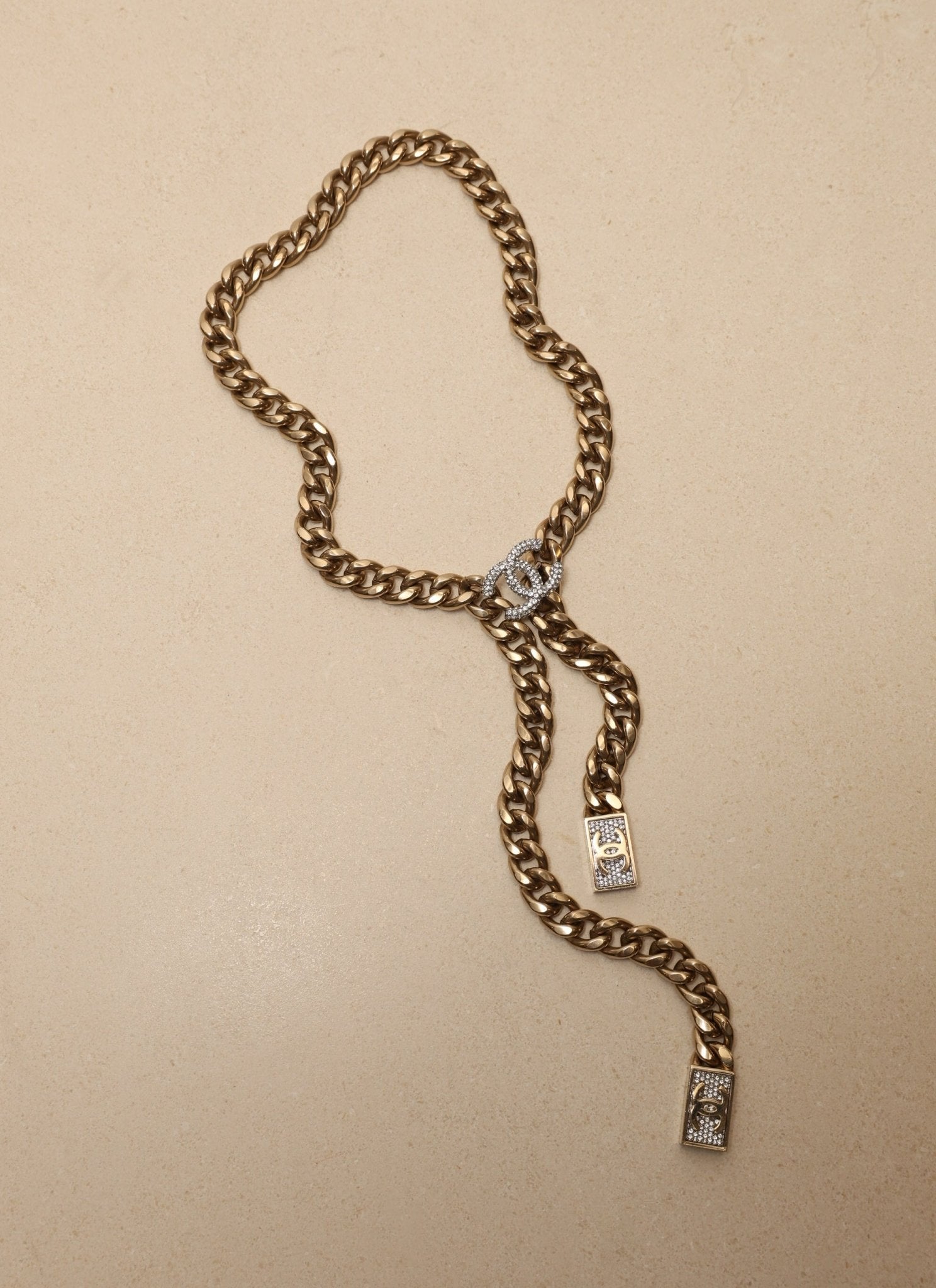 Chanel 2021 Crystal Curb Chain Necklace - FashioNica