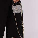 Chanel 2021 Grey Caviar COCO Cardholder on Chain - FashioNica