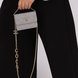 Chanel 2021 Grey Caviar COCO Cardholder on Chain - FashioNica