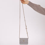 Chanel 2021 Grey Caviar COCO Cardholder on Chain - FashioNica
