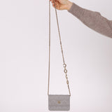 Chanel 2021 Grey Caviar COCO Cardholder on Chain - FashioNica