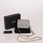 Chanel 2021 Grey Caviar COCO Cardholder on Chain - FashioNica