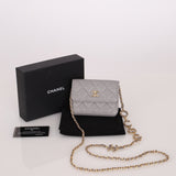 Chanel 2021 Grey Caviar COCO Cardholder on Chain - FashioNica