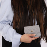 Chanel 2021 Grey Caviar COCO Cardholder on Chain - FashioNica