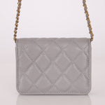 Chanel 2021 Grey Caviar COCO Cardholder on Chain - FashioNica