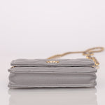 Chanel 2021 Grey Caviar COCO Cardholder on Chain - FashioNica