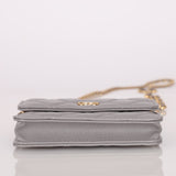 Chanel 2021 Grey Caviar COCO Cardholder on Chain - FashioNica