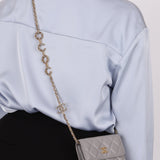 Chanel 2021 Grey Caviar COCO Cardholder on Chain - FashioNica