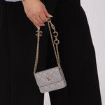 Chanel 2021 Grey Caviar COCO Cardholder on Chain - FashioNica