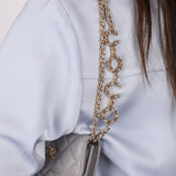 Chanel 2021 Grey Caviar COCO Cardholder on Chain - FashioNica