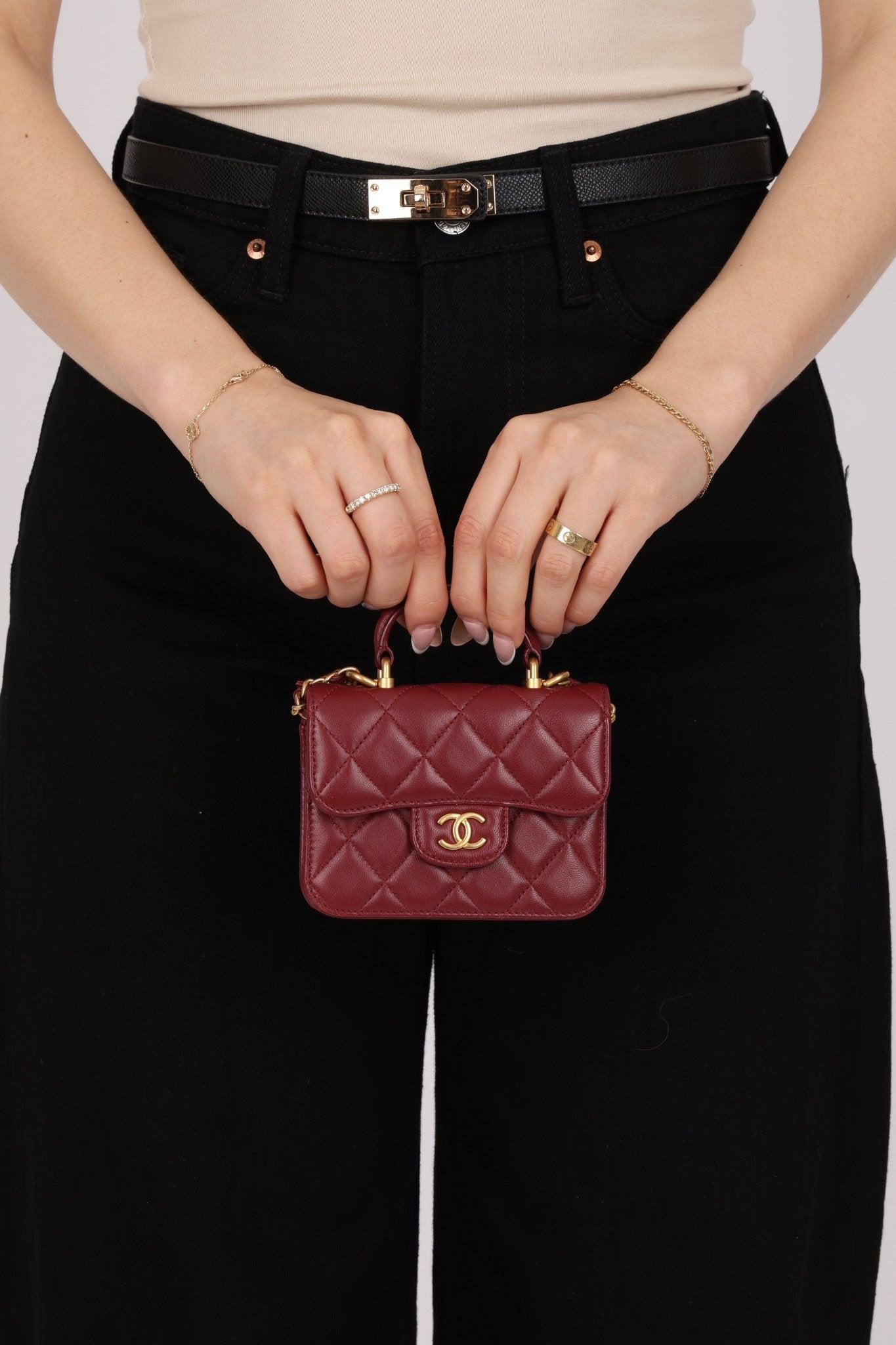 Chanel 2021 Lambskin Mini Top Handle on Chain - FashioNica