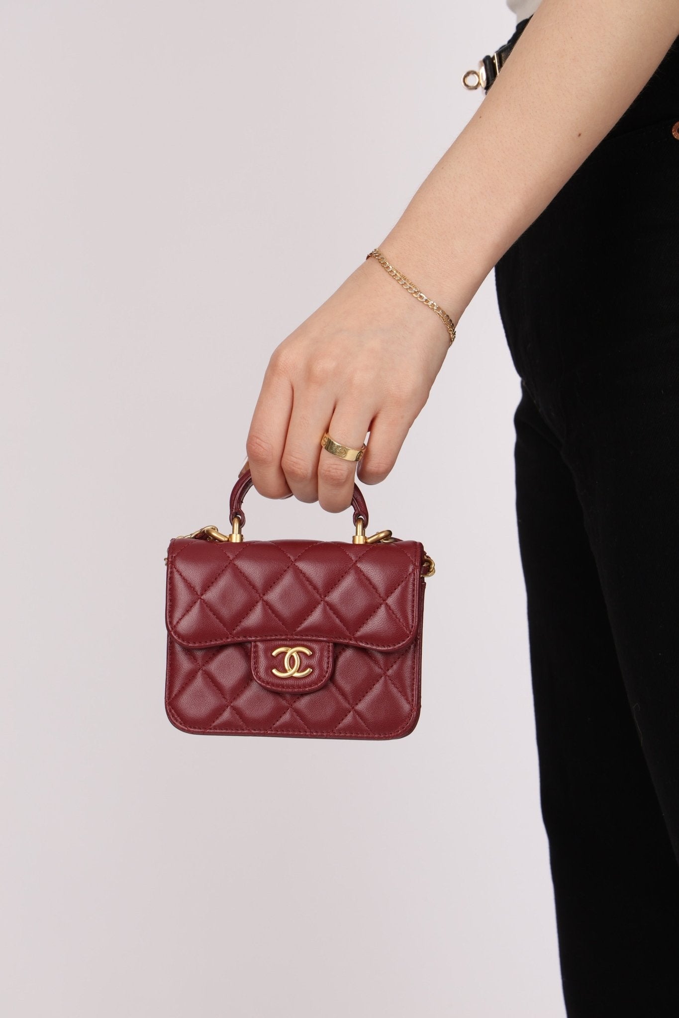 Chanel 2021 Lambskin Mini Top Handle on Chain - FashioNica