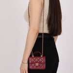 Chanel 2021 Lambskin Mini Top Handle on Chain - FashioNica