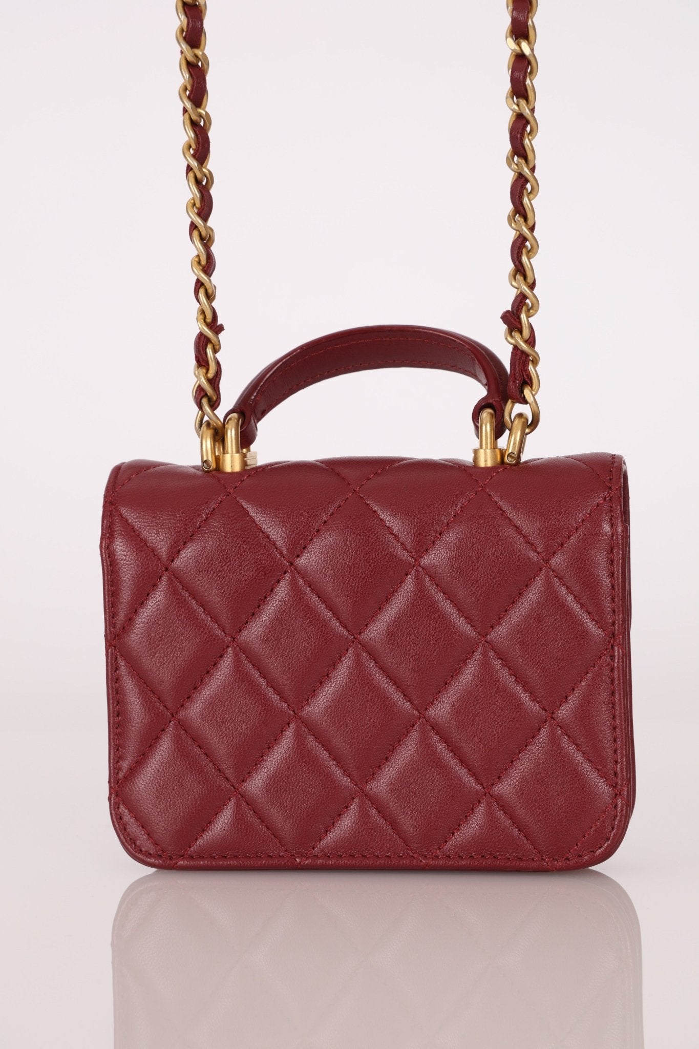 Chanel 2021 Lambskin Mini Top Handle on Chain - FashioNica