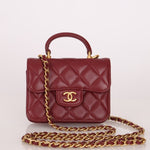 Chanel 2021 Lambskin Mini Top Handle on Chain - FashioNica
