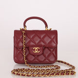 Chanel 2021 Lambskin Mini Top Handle on Chain - FashioNica