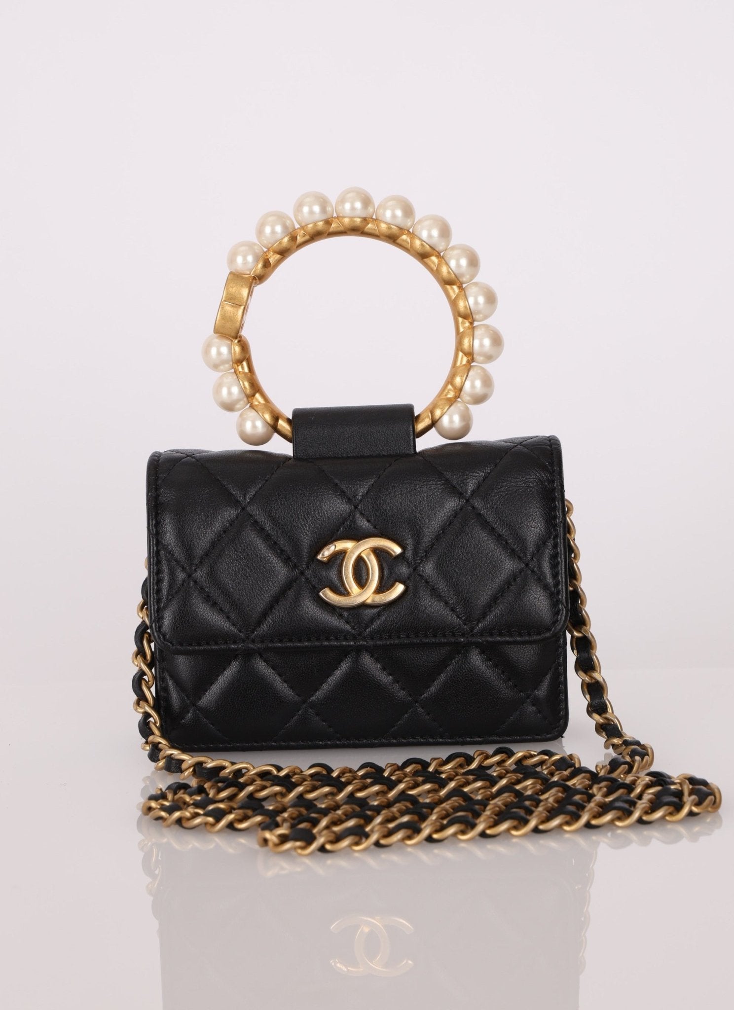 Chanel 2021 Lambskin Pearl Bracelet Bag - FashioNica