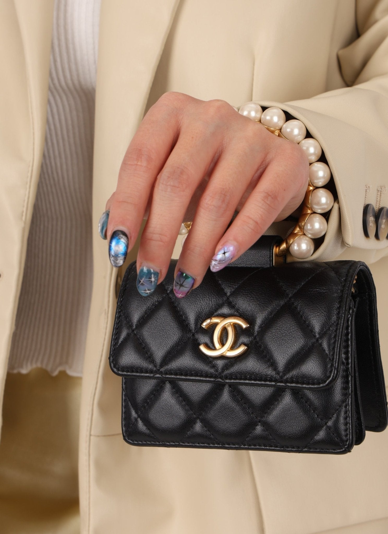 Chanel 2021 Lambskin Pearl Bracelet Bag - FashioNica